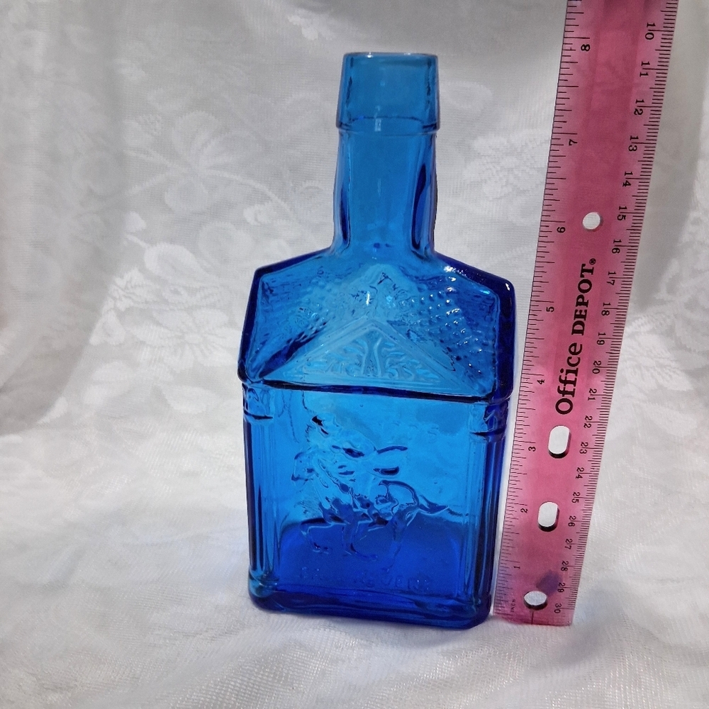 Vintage Wheaton Glass Paul Revere Bottle Cobalt Blue 1775 Eagle Americana 8" - Picture 13 of 14